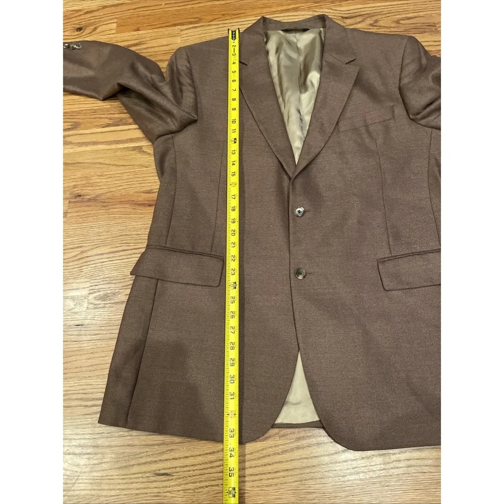 Jos A Bank Men's Blazer Wool Bamboo‎ Rayon Blend Brown Size 44L Summer Preppy